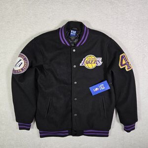 $150 Ultra Game NBA Mens Medium Los Angeles Lakers Black Varsity Bomber Jacket M